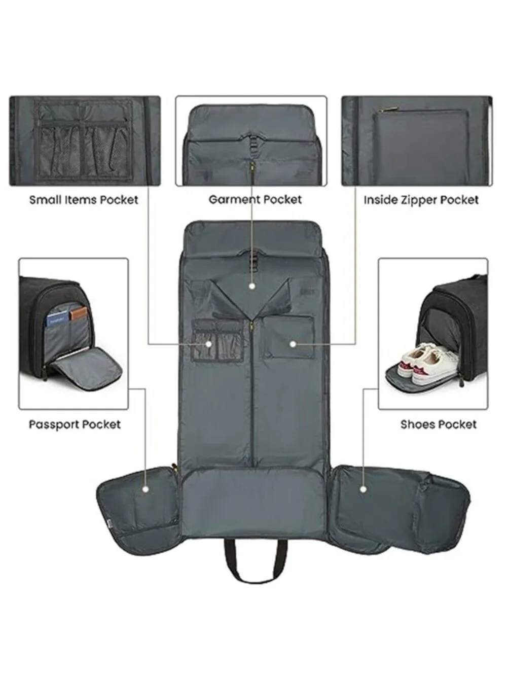 2 In 1 Garment Duffel Bag Carry On Suit Travel Bag Shoe Compartment Waterproof